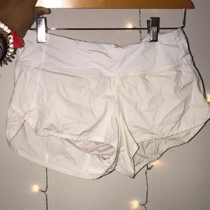 White Lulu Lemon Workout Shorts